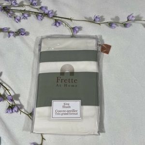NIB [ 1 King ] Pillow Sham for Frette At Home Brenta in Ivory / Sage‎ Green